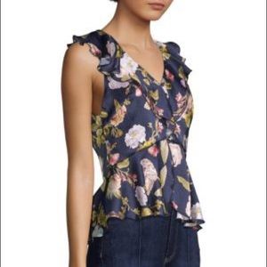 Alice + Olivia Nora Floral Print Blouse - Blue